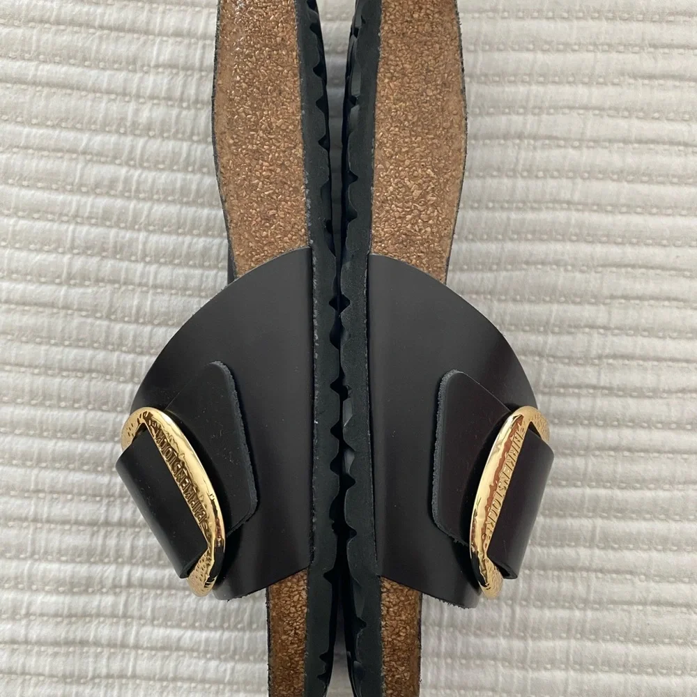 Birkenstock Black Slides with Gold Accents - Picture 6 of 10